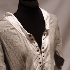 Free People lightweight cotton hoodie zip up front